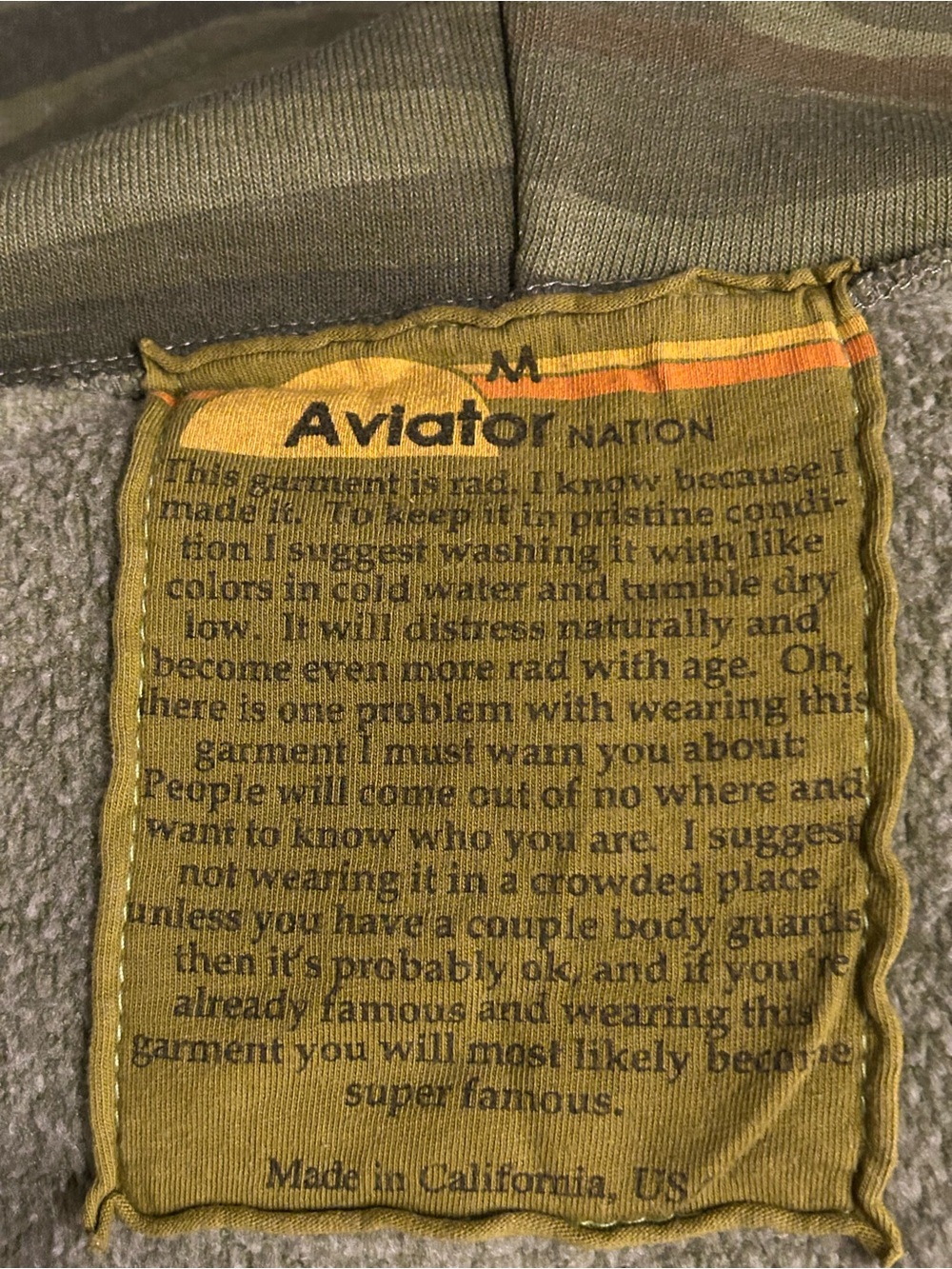 AVIATOR NATION 5 STRIPE HOODIE - CAMO. Women’s Medium - Picture 9 of 10